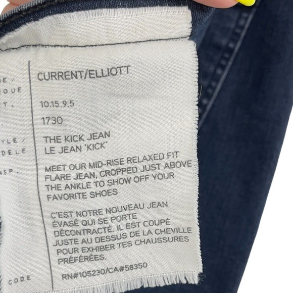 Current/Elliot Womens Kick Jean Relaxed Flared Crop Mid Rise Dark Wash Denim 26 - Picture 9 of 11